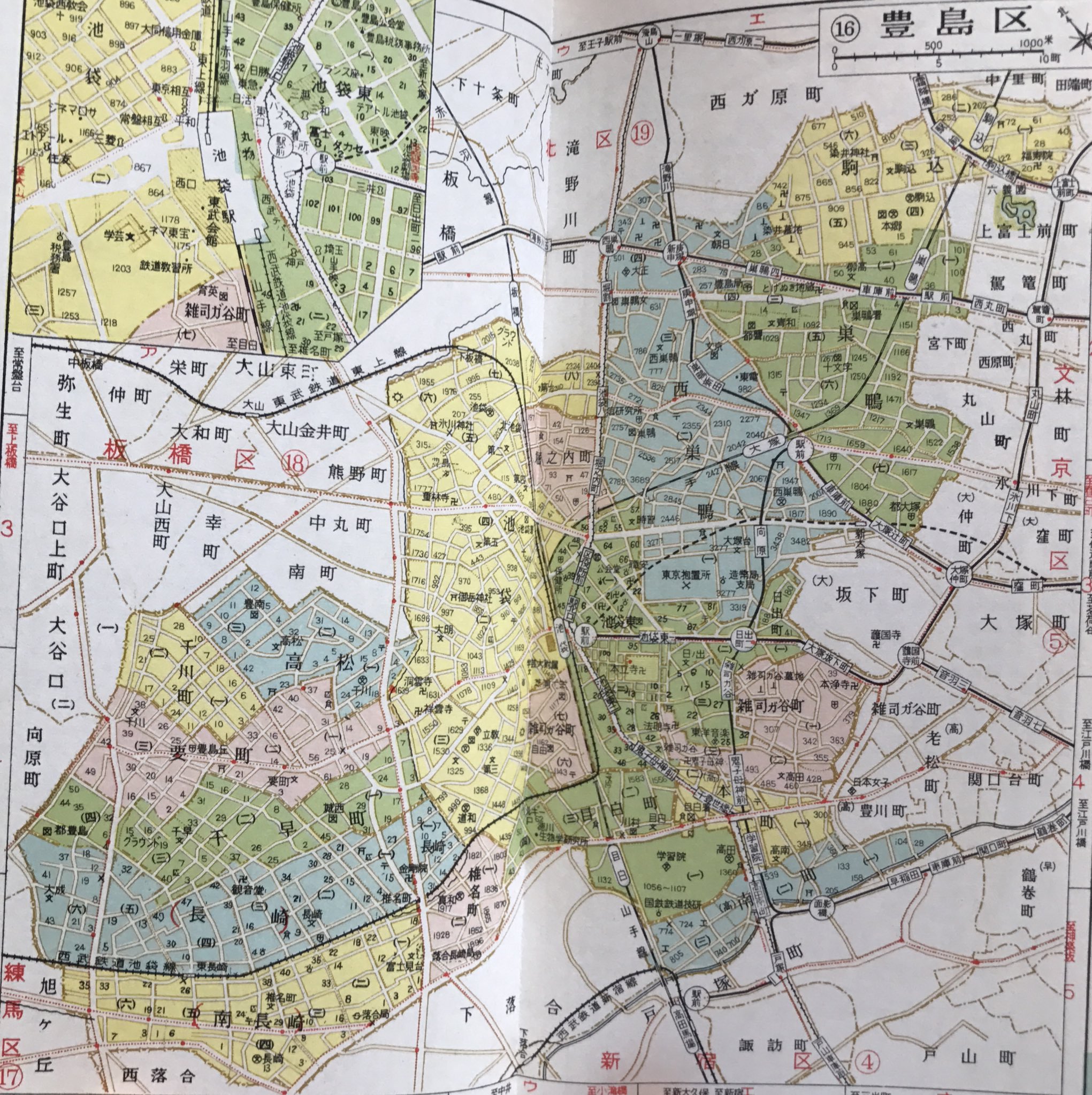 Twitter 上的 アルベース 昭和40年発行の東京区分地図から 杉並区 中野区 豊島区 練馬区 23区の区割りがいかに入り組んでいるかが こうして 色分けされるとよくわかる T Co Wnhvunpqtk Twitter
