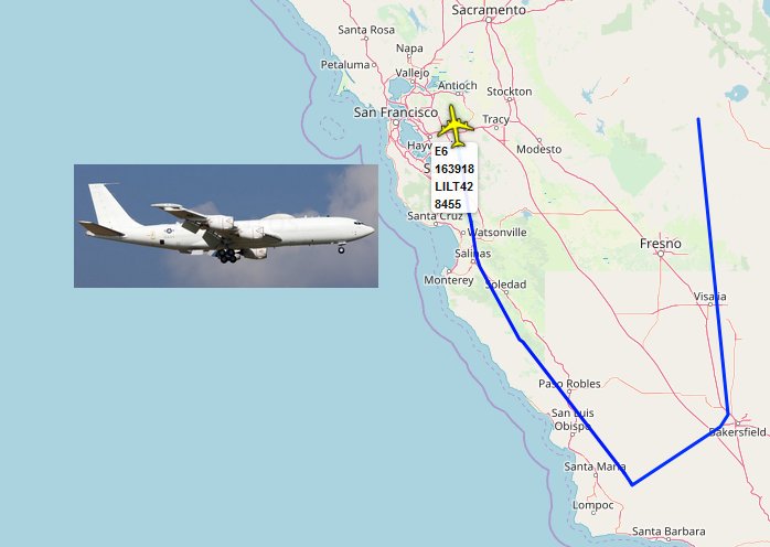 EightOneECHO's tweet photo. Currently inbound Travis Air Force Base #KSUU US Navy Boeing E-6-B Mercury tail nr 163918 #TACAMO #VQ4 https://t.co/Y8ks851QDn