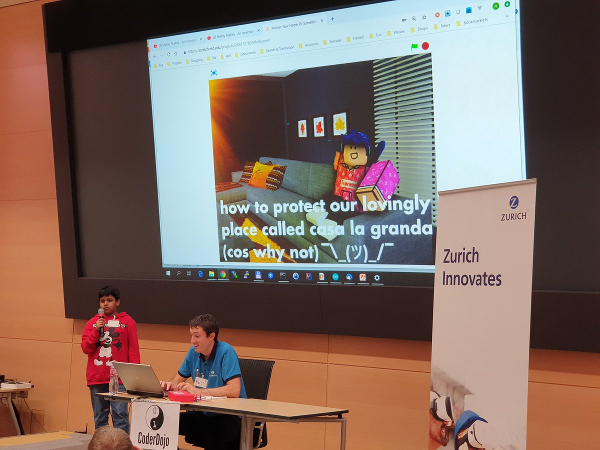 CoderDojoZH's tweet image. Our Ninjas presenting projects in topic "Protecting you home" on big stage in Zurich Development Center #CoderDojoZH #zurichinnovates