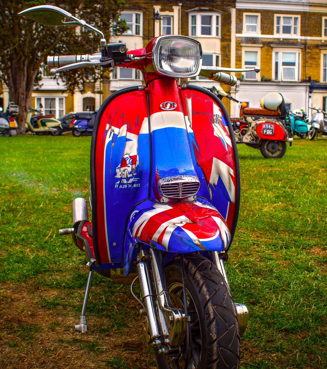 This pic was taken at #iow2018 #lambretta #isleofwightscooterrally2018 #unionjack #customscooter #customscoot #rayspeed #afrayspeed @streetsigns0