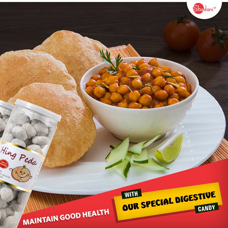 ShadaniIndia's tweet photo. To all your #CholeBhatures and oily food that you eat every other day, your stomach will be protected with our digestive candies. Have our #hingpeda every day and say good bye to indigestion and other #digestiveproblems. https://t.co/6Iz3lvq6QP https://t.co/OeZcFFs1Id