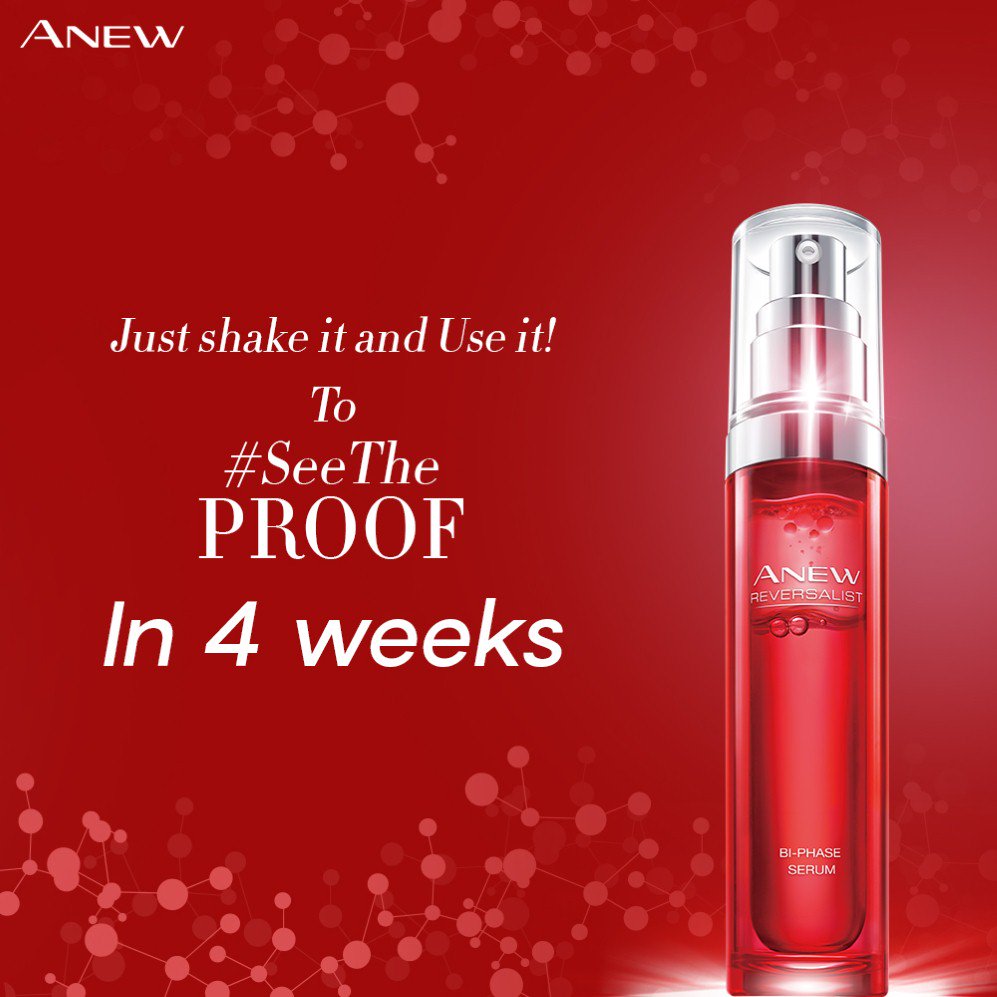 AvonIndia's tweet photo. Experience the all new Anew Reversalist Bi-Phase Serum formulated from 38 Patents worldwide to activate multiple proteins beyond just Collagen. Look upto 8 years younger and #SeeTheProof in 4 weeks.
#Avon #AvonIndia #AvonAnew https://t.co/WoefF4EboI