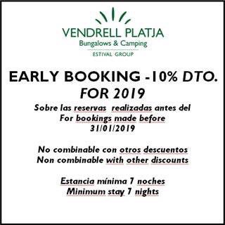 EARLY BOOKING 2019 BUNGALOWS/MOBILHOMES
vendrellplatja.es