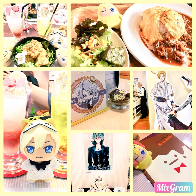 今日はあいうおさんとお昼とアニカフェご一緒させて頂きました〜!✨見目麗しい六弥ナギとトカゲを描いていただけてうれしい…ありがとうございます😭そしてアニカフェグッズにも最大級の感謝です…ありがてぇ…🙏あいうおさん宅のぬいちゃん可愛かったな〜👶💕 