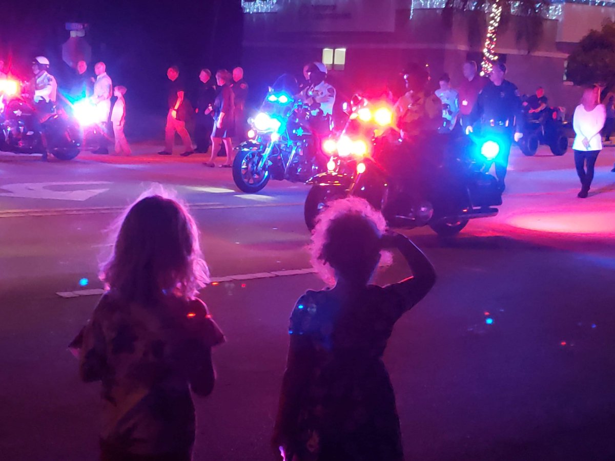 MartinFLSheriff's tweet image. Image of young child captured saluting MCSO law enforcement as they pass during Christmas Parade.  Priceless moment.