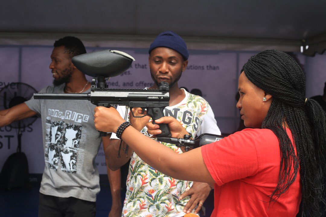 Msmenalicious's tweet photo. Lots of games to play at the Fiesta of Flavours.. This is the paintball game at the @FirstBankngr stand.. #FirstBankXFiestaofFlavours #FoodIsAdventure #FoodIsFirst #myfoodieface https://t.co/zTRfsTDdlk