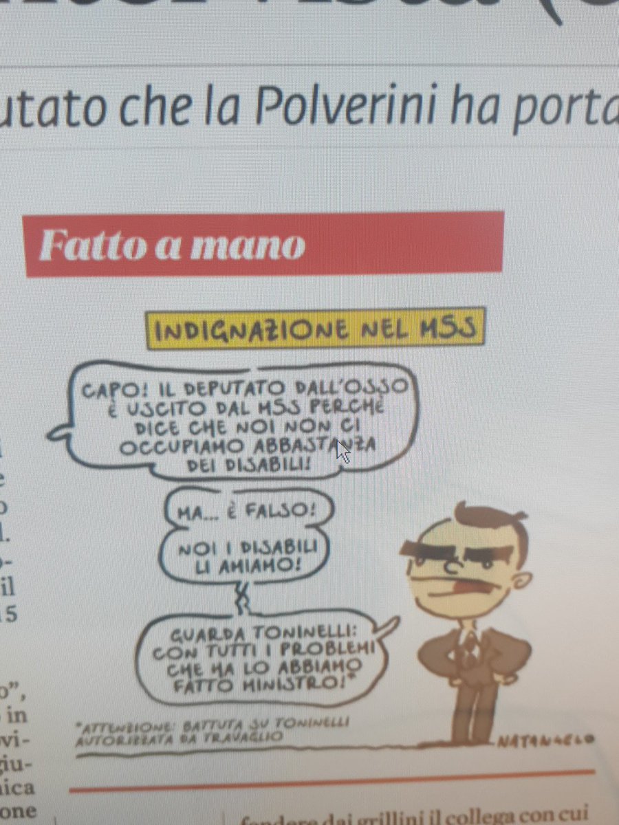 Il Fatto non pubblica <a href="/VauroSenesi/">Vauro</a> e pubblica questa schifezza, in cui si usa in modo offensivo/scherzoso la parola "disabile"