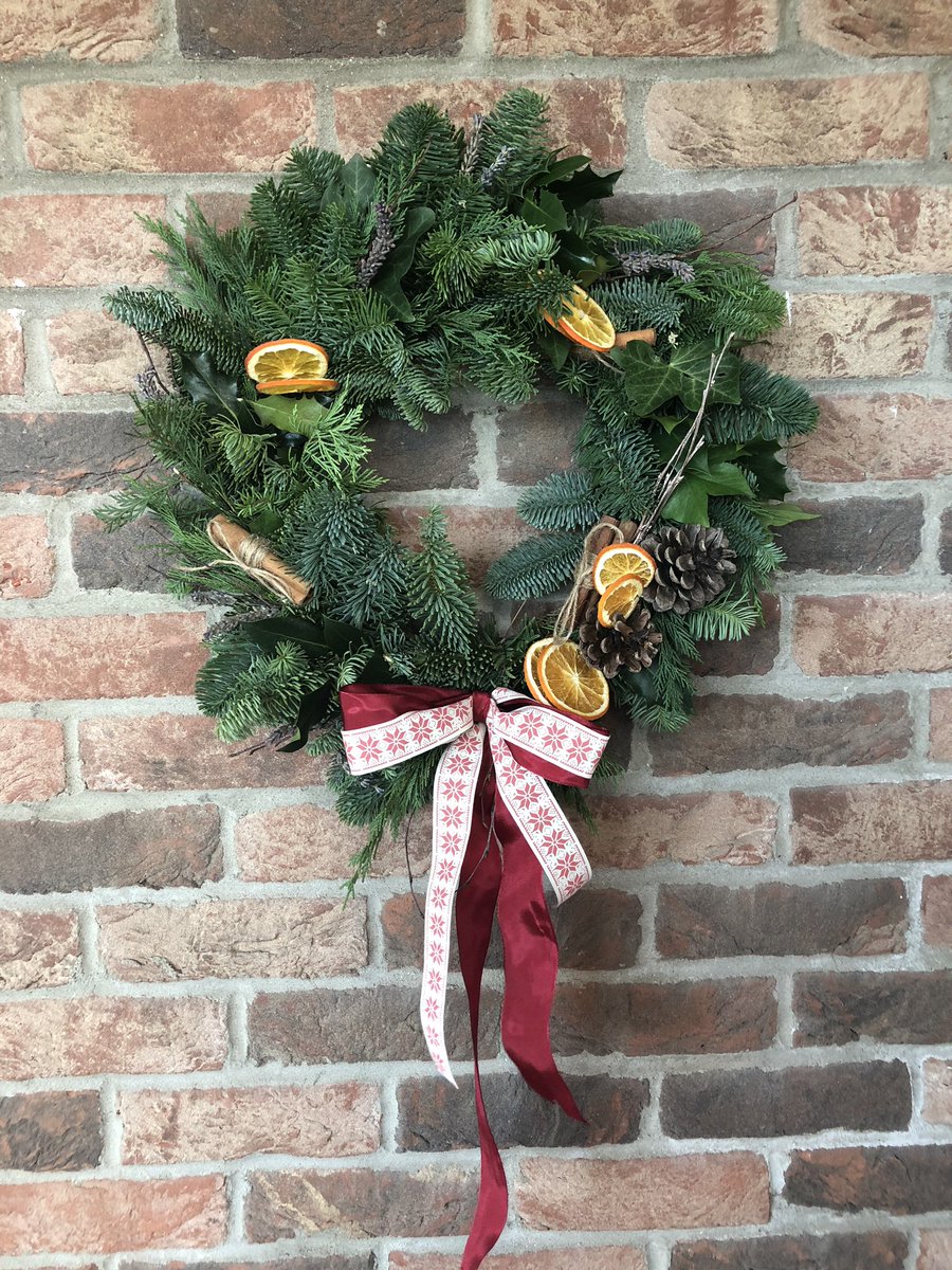 BethS1313's tweet photo. Feeling very festive after a morning wreath making with @CruseCare and Rambling Rose floristry. I’m shocked I’ve made something which I can actually display! Thank you for a lovely morning @leathesprior https://t.co/izOEQfFoIN