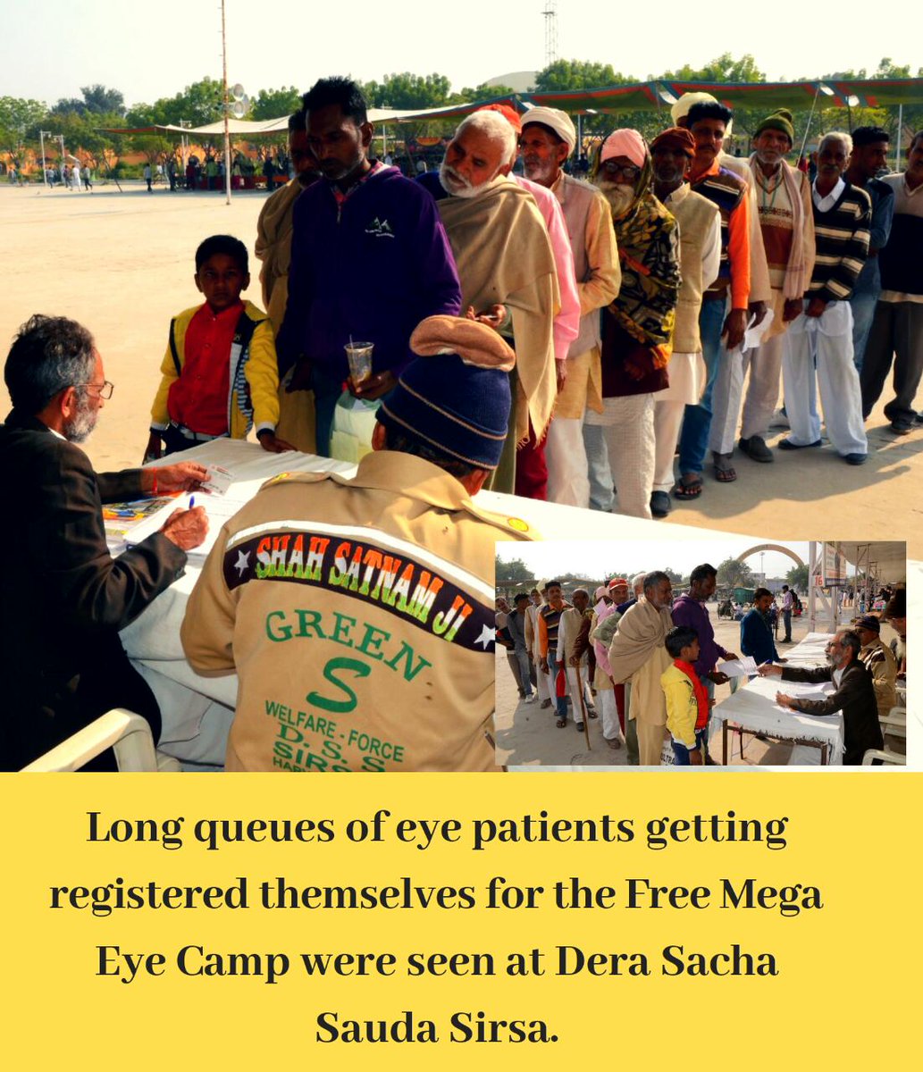 MukhijaNidhi's tweet photo. Today at Dera Sacha Sauda,  thousands of eye patients got themselves registered for the free Mega Eye Checkup camp to be held from 12-15 December.
#रूहानी_नामचर्चा https://t.co/JTv34L9ags