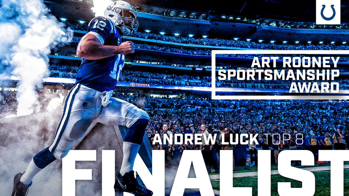 RT to congratulate Andrew Luck on being named one of 8 finalists for the 2018 Art Rooney Sportsmanship Award! 

#ProBowlVote