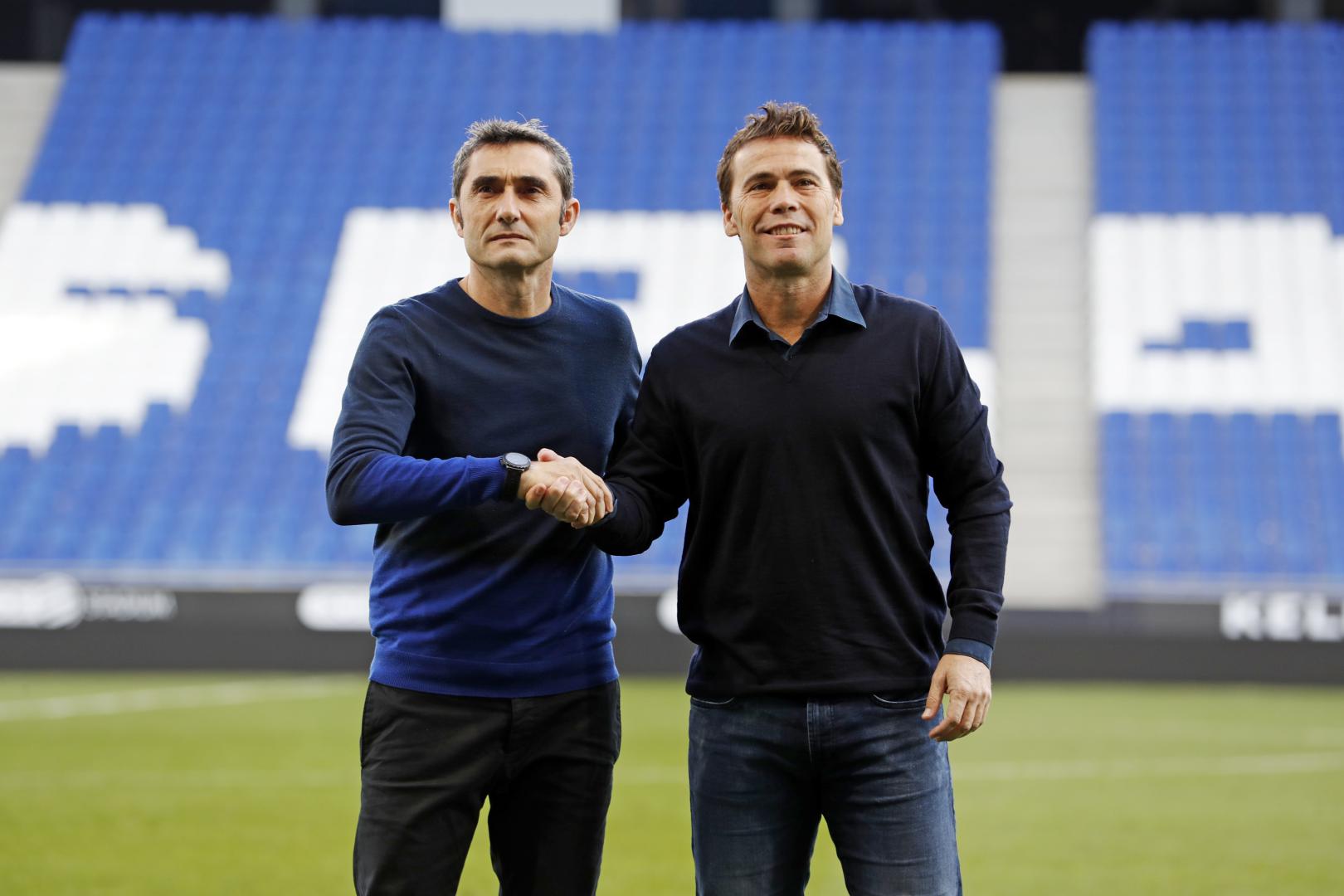 Valverde y Rubi, antes del partido (Foto: FCB).