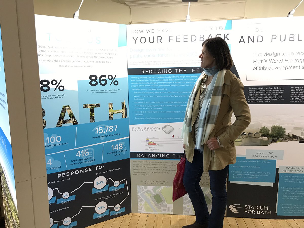 Looking at the stunning plans for <a href="/StadiumforBath/">Stadium for Bath</a> at the public exhibition this week at Guildhall in the final round of consultations. @bathrugby <a href="/BathCA/">Bath Local Conservatives</a> #bath