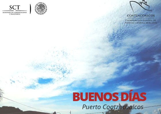 coatzaport's tweet photo. #BuenosDías les desea @coatzaport ⚓️🚢🌞
#FelizViernes #CGMPP
@SCT_mx @Puertos_Mx https://t.co/xtPTh33dZE