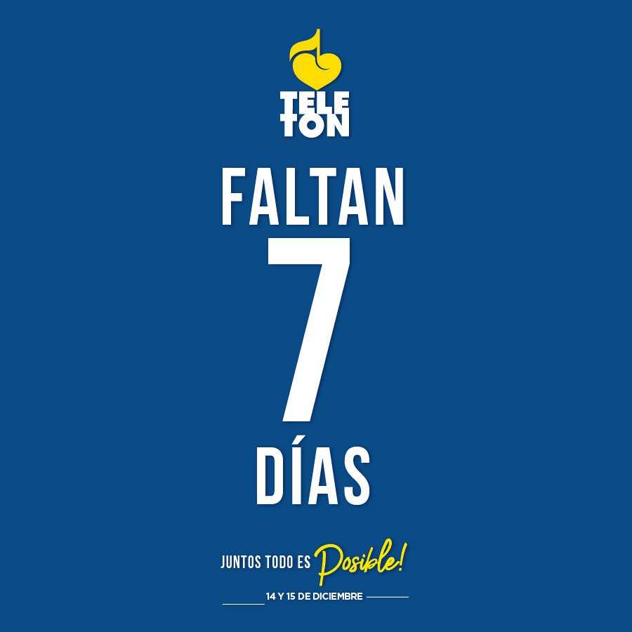 💙 ¡Faltan 7 días para unirnos y decir #JuntosTodoesPosible en #TeletónSV! 💛