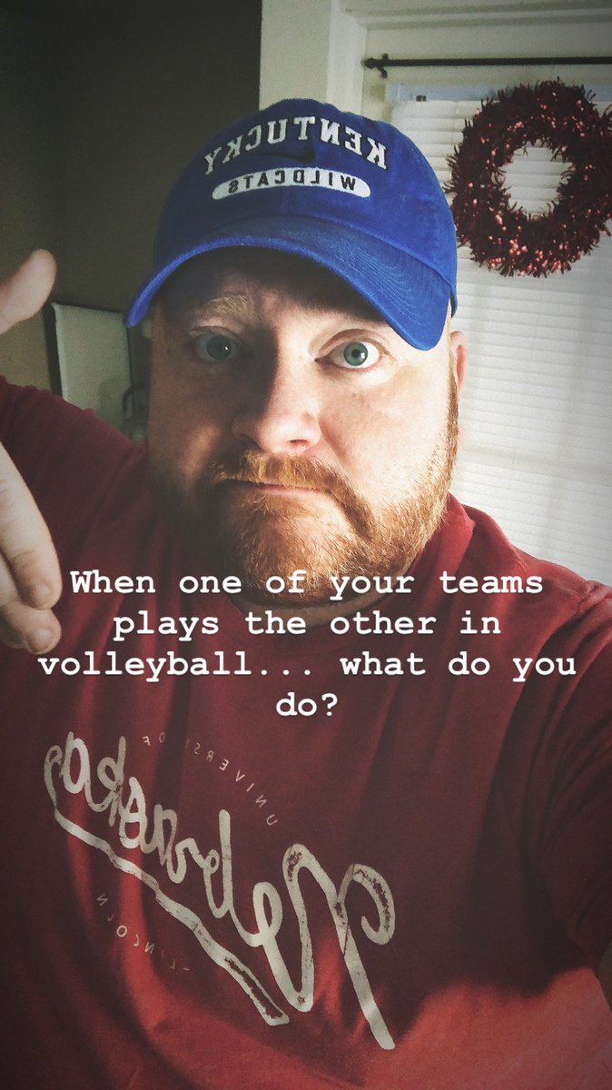 headrickjay's tweet photo. When @Huskervball plays @KentuckyVB & they are both your teams... you represent both. #greatcompromise #alumni #soontobealumni #volleyball https://t.co/ay8keyFCL4
