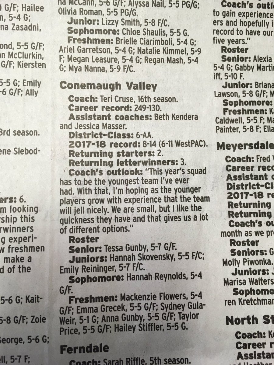 CV Varsity Basketball in the Tribune Democrat.