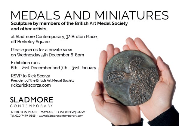 New works on show at Sladmore Contemporary in London. Lots of beautiful pieces to be seen by <a href="/BritArtMedalSoc/">BritishArtMedalSoc</a> artists as part of ‘Medals and Miniatures’. Pop along if you can! #london #medals #bams #artists #sculpture #gallery #christmaspresents #artwork #mayfair