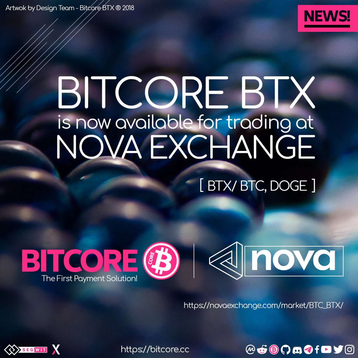 Bitcore_BTX's tweet image. #Bitcore is spreading around the world at a pace
$BTX is now available for trading at @nova_exchange offering the following pairs: $BTX/ $BTC, $DOGE
novaexchange.com/market/BTC_BTX/ 
#crypto #exchange #DeltaDirect