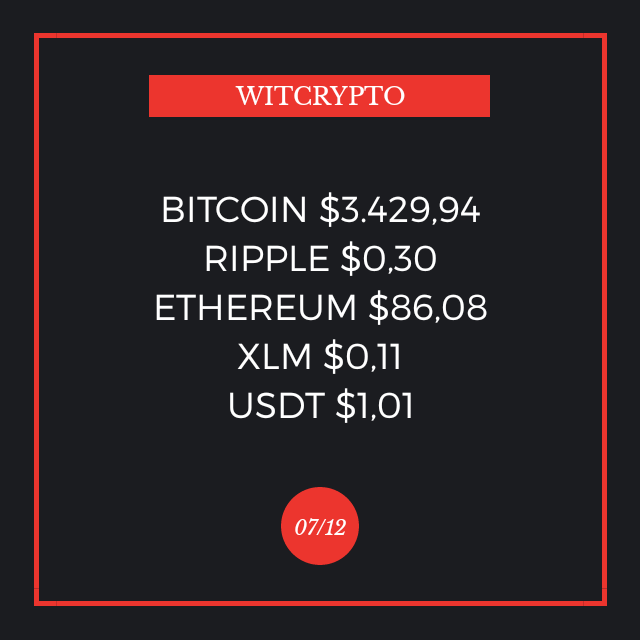 WitcryptoBlog's tweet photo. Precios de las principales #criptomonedas, según su capitalización de mercado, del día 07/12 https://t.co/psvT5bg544