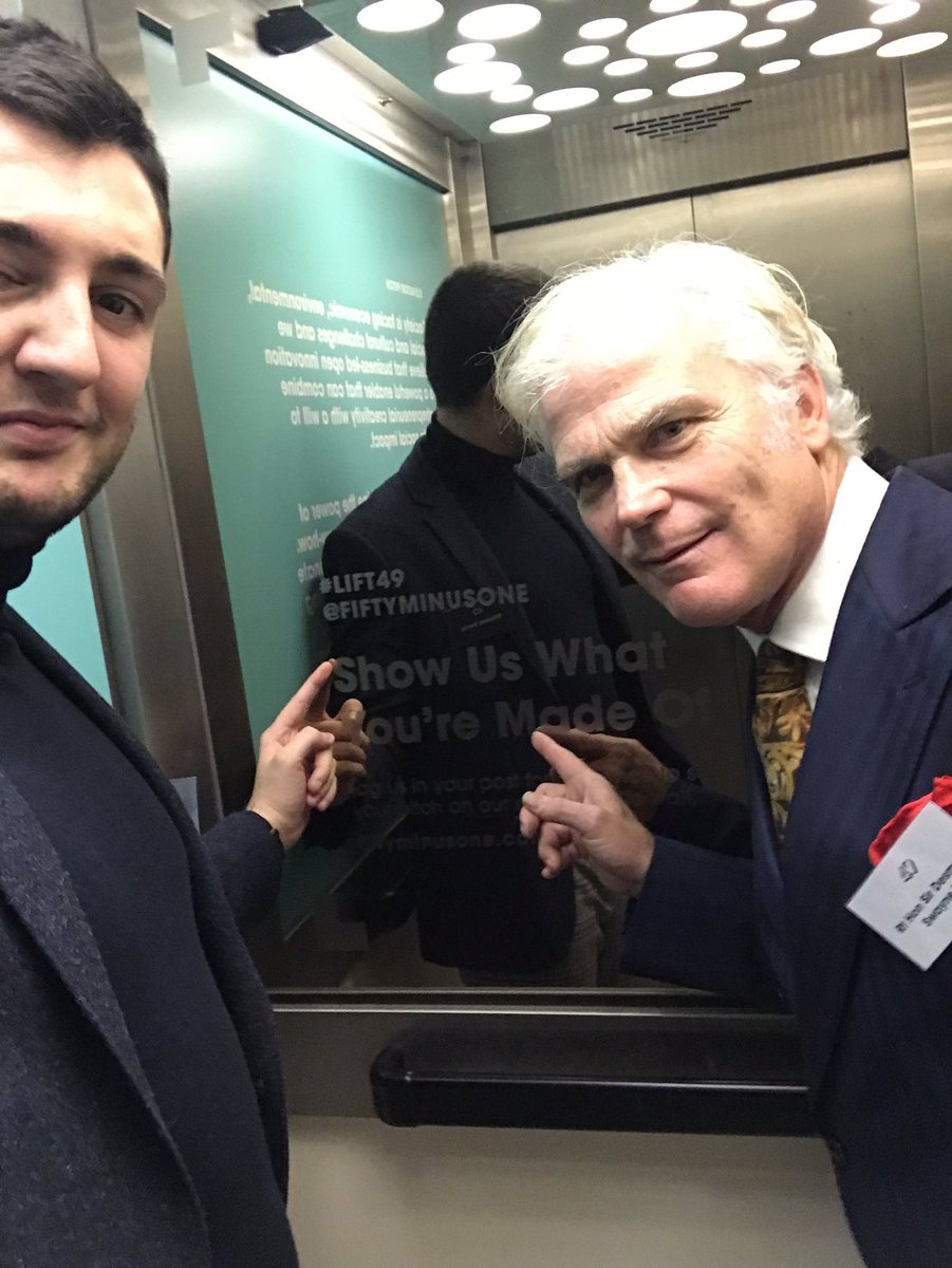 fiftyminusone's tweet photo. Rt Hons Sir @DesmondSwayne MP practicing his elevator pitch with the @cloudtengroup team! #49Launch #pitch #OpenInnovation https://t.co/nJDZSkiCta
