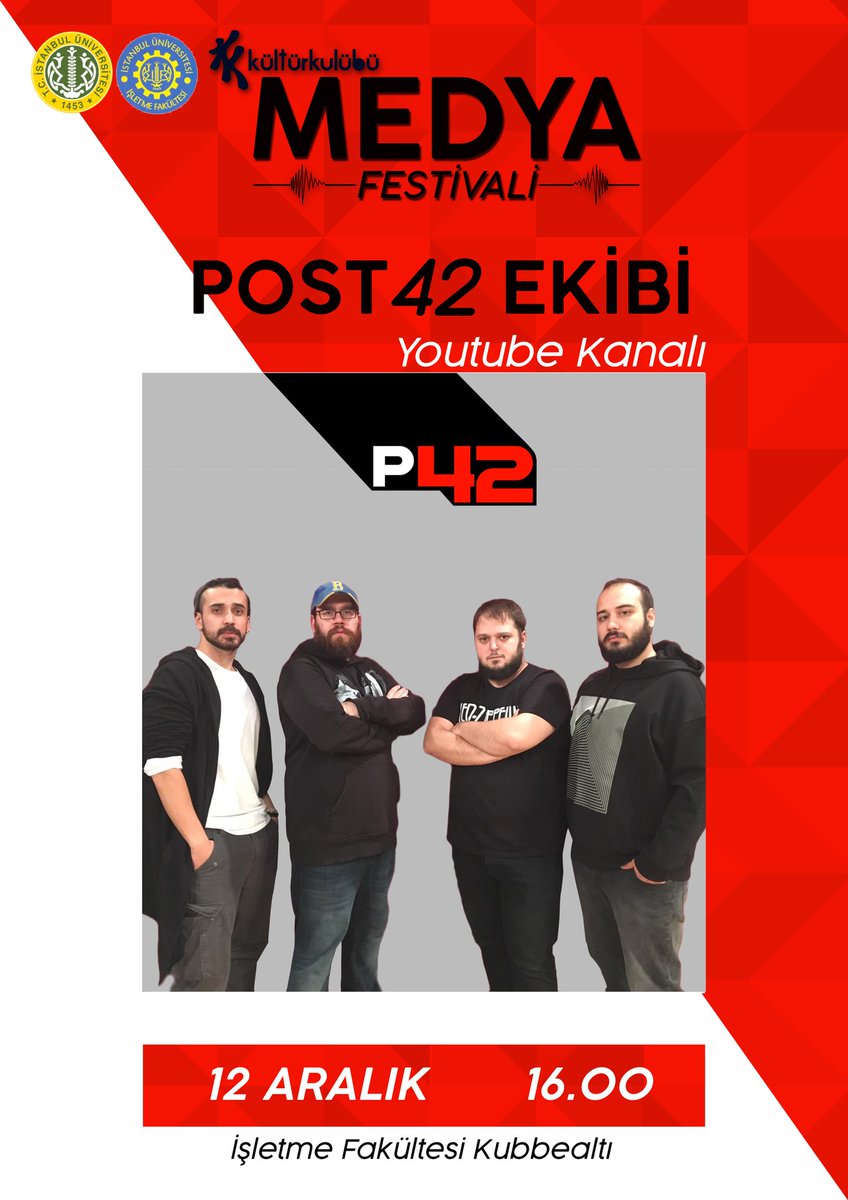 İ.Ü. Kültür Kulübü (@kulturkulubu) on Twitter photo Son dönemlerde yaptıkları ve adından sıkça söz ettiren "Soğuk Savaş" programıyla insanların gönlüne taht kuran, mizahın güçlü ve eğlenceli ekibi Post42 de MedFest'18'de bizlerle olacak!🎉
@post42team
<a href="/berkingham/">Zıbın</a>
<a href="/sonat_isik/">Sözde Fenomen</a>
<a href="/educatedear/">educatedear</a>
<a href="/klrsyntht/">Buğra</a>
#medfest18 #kulturkulubu Son dönemlerde yaptıkları ve adından sıkça söz ettiren "Soğuk Savaş" programıyla insanların gönlüne taht kuran, mizahın güçlü ve eğlenceli ekibi Post42 de MedFest'18'de bizlerle olacak!🎉
@post42team
<a href="/berkingham/">Zıbın</a>
<a href="/sonat_isik/">Sözde Fenomen</a>
<a href="/educatedear/">educatedear</a>
<a href="/klrsyntht/">Buğra</a>
#medfest18 #kulturkulubu