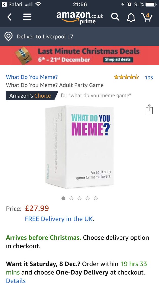 bennorman100's tweet photo. @LiverpoolGuild Hi guild elves, I hear youβre off back to the North Pole today but Iβm hoping you could grant a #GuildWish of getting me and my house the βWhat do you memeβ card game to play at our Christmas meal! Pretty please with sprinkles x https://t.co/HkjUd3tJ5x