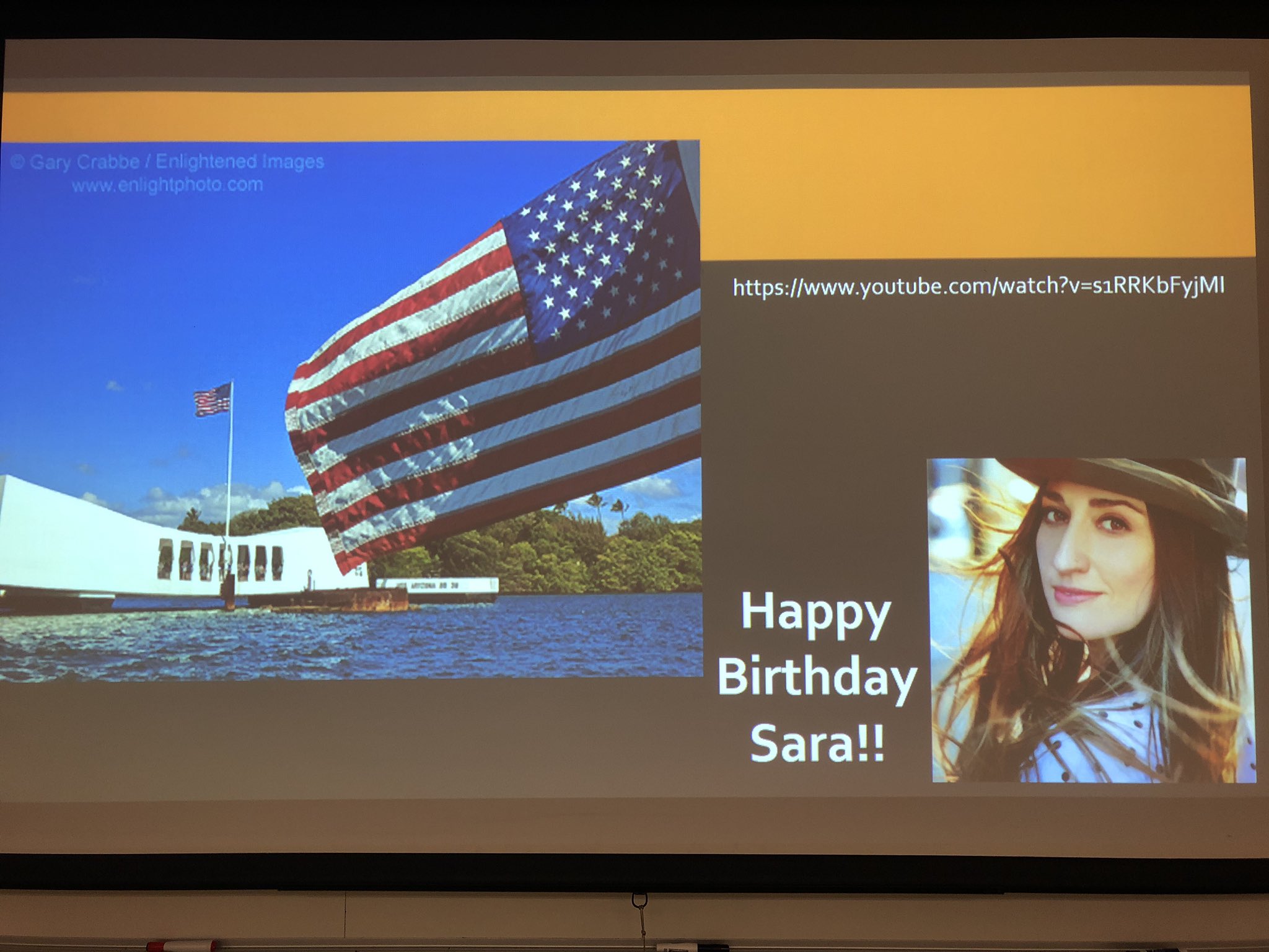 S/O to !! Happy Birthday. The kids learn about Remembrance Day & who Sara Bareilles is on one slide 