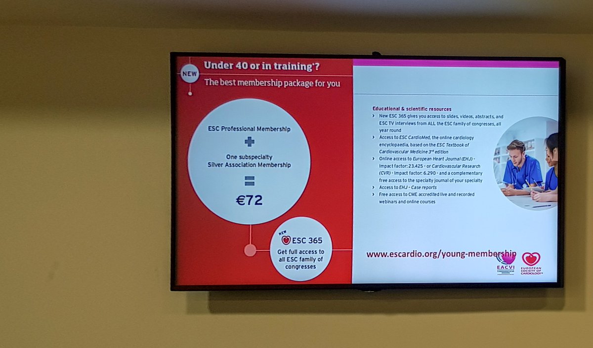 ShehabAnwer's tweet photo. As a young #cardiologist, you can be a professional #ESC member AND a silver member in one of the subspeciality associations like #EACVI, AND have an access to #ESC 365!
Don't miss this @escardio offer during #EuroEcho !
#ESSCoT https://t.co/SPIHCFznaC