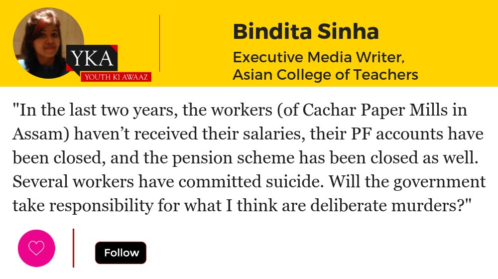 YouthKiAwaaz's tweet photo. The situation of the entire Barak Valley in Silchar, Assam, is miserable. Read Bindita Sinhä's detailed report of how the condition of the workers has been ignored repeatedly by the government: https://t.co/auWfryFwtf
#UserOfTheWeek https://t.co/PbrRCpa6Xm