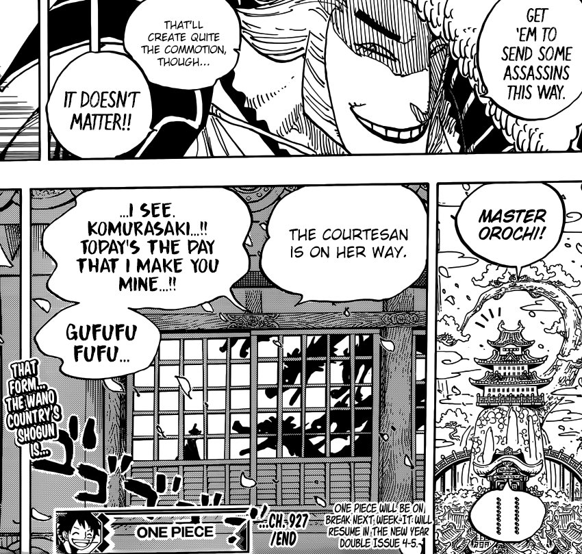 Vedu One Piece 927 Strawhats Interaction After So Long O Robi Summoned To Orochi S Castle Who Is The Komurasaki Queen S Assassinations Vs Strawhats Onepiece Onepiece927 Feelbadnochapternextweek T Co