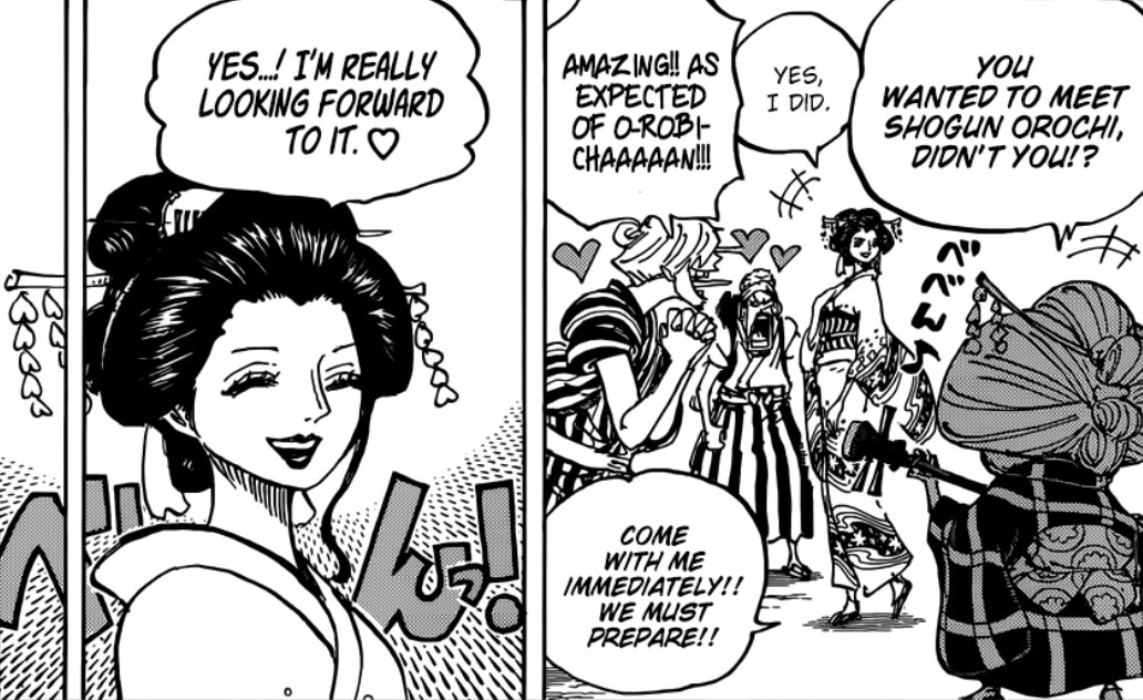 Vedu One Piece 927 Strawhats Interaction After So Long O Robi Summoned To Orochi S Castle Who Is The Komurasaki Queen S Assassinations Vs Strawhats Onepiece Onepiece927 Feelbadnochapternextweek T Co