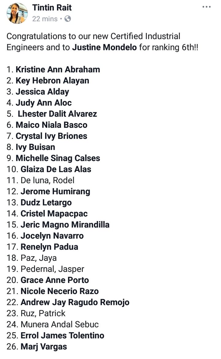 slsutweeps's tweet photo. Congrats Certified Industrial Engineers 2018! God bless! 

#HailSLSU https://t.co/t9F16iNKPH
