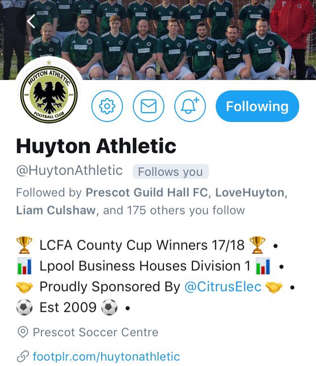 Delighted to announce that we are sponsoring @HuytonAthletic for the Man of the Match Award🏆🏆🏆🏆🏆.

Looking forward to making them the best looking team in the league. ☝️⚽️

Give them a follow. Cracking team and great crowd of lads ⚽️🙌💈

#supportgrassroots
@lovehuyton
