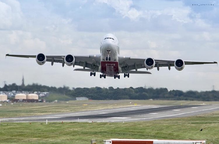 The awesome #Emirates #A380 spreading its wings across our runway 🛫🌍 What a beaut! 

Photo Credit | @bhx_spotting | Get following on Instagram