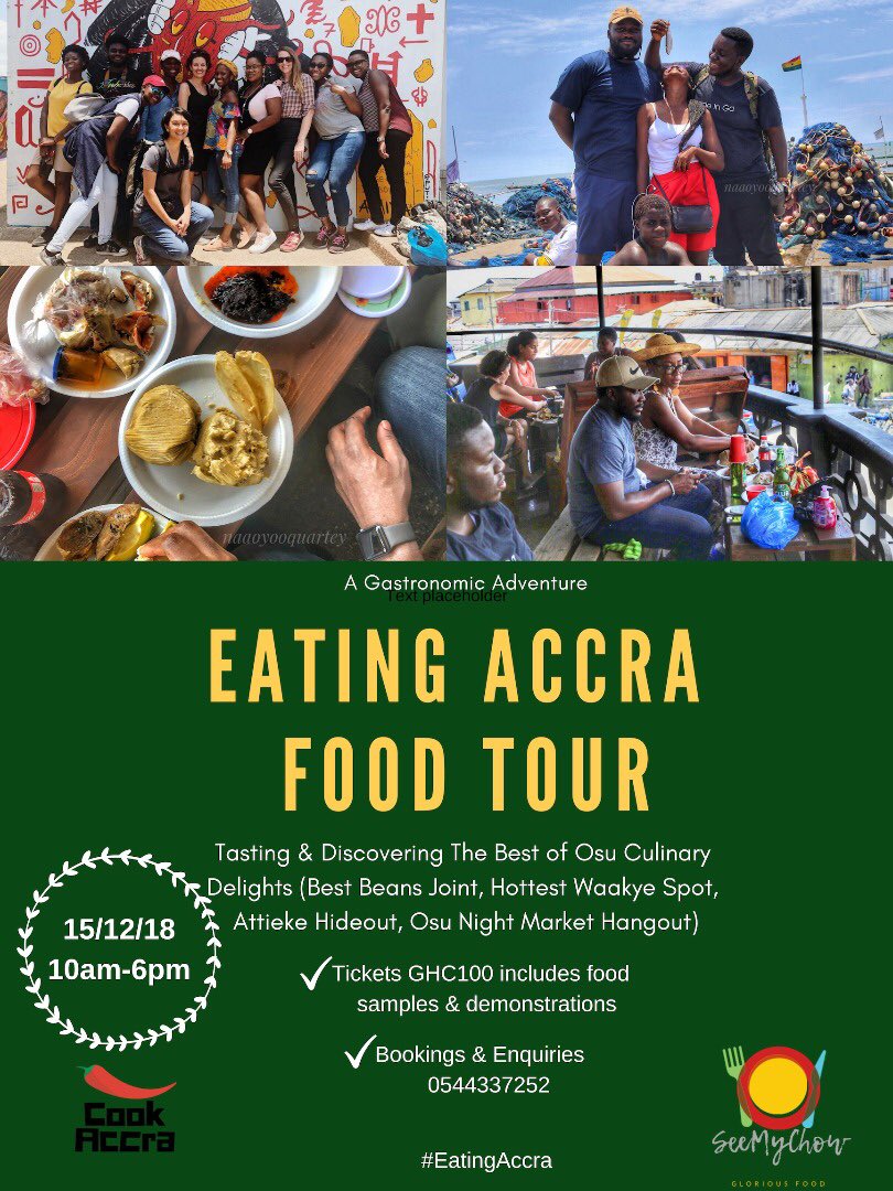 OyooQuartey's tweet photo. GET A FREE TICKET to #EatingAccra by tweeting the poster and if you can get two friends to register you get to be part of this memorable experience for free! Registeration link https://t.co/AocureRmbt

#culinarytourism https://t.co/fbT1OY2WDL