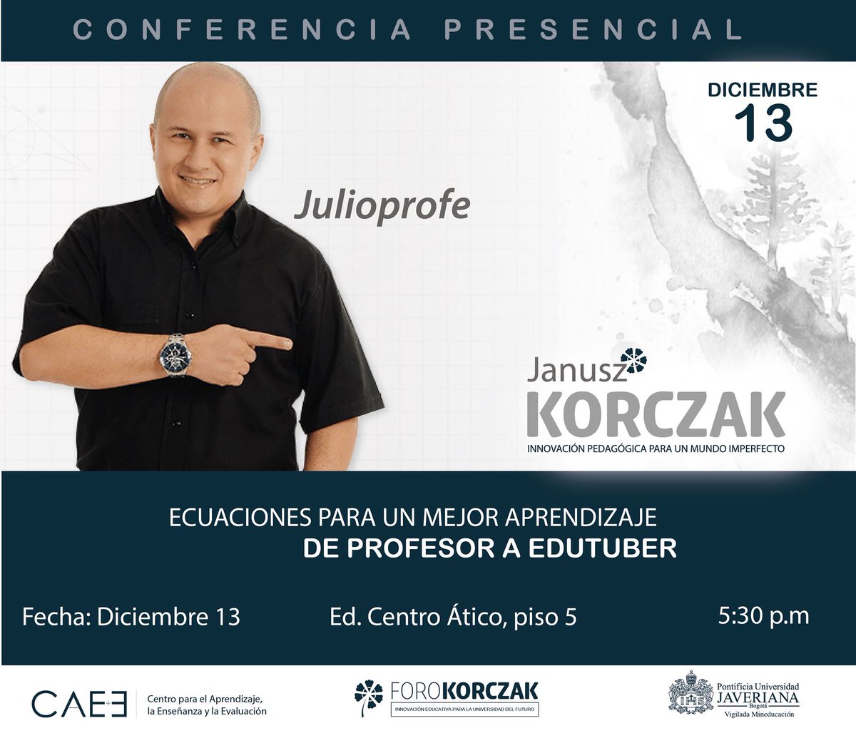 RedCreaCO's tweet photo. De profesor a edutuber, conocimiento llevado a la red. El CAEE de la @UniJaveriana los invita este 13 de diciembre a conocer el caso de éxito en la innovación pedagógica de @julioprofenet 
#InnovaciónEducativa #Aprendizaje #ForoKorczak 

✏️ Inscripciones: https://t.co/gvVLVKUvWX https://t.co/lnG6YJTHA9