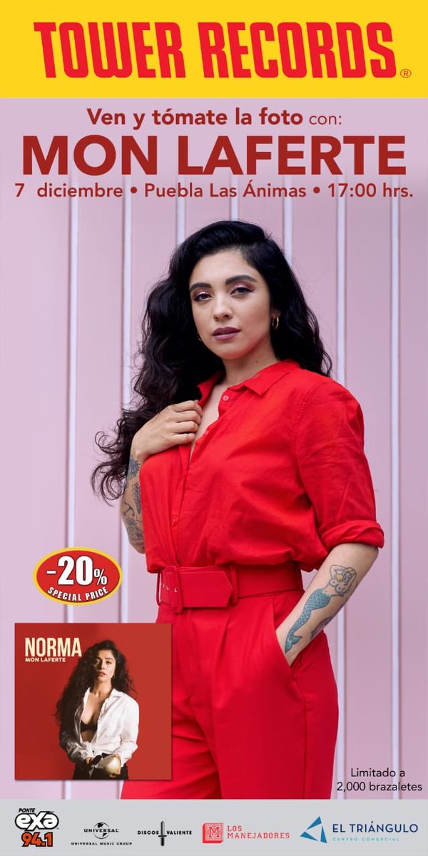 Amigos de Puebla, recuerden ir hoy a tomarse su foto con <a href="/monlaferte/">Mon Laferte</a> a las 17:00, solamente necesitan comprar su disco para conseguir el brazalete, recuerden que todas las reglas son para la seguridad de cada uno de ustedes y de Mon ❤