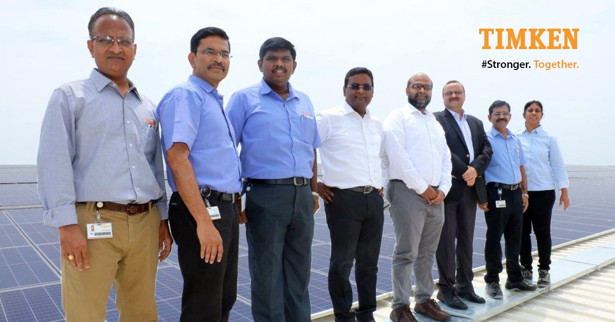Timken's tweet photo. Timken expects to reduce annual CO2 emissions with a new 1.28MWp rooftop #solar power plant at our Chennai, India, facility. It’s one more way we #WorkSafely and #WorkGreen. #StrongerWorldwide https://t.co/NXoLp49U9r
