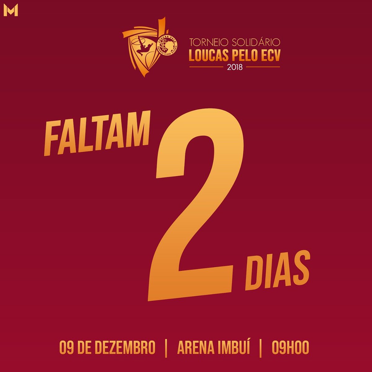 LoucaspeloECV's tweet photo. CONTAGEM REGRESSIVA!
Faltam 2 dias para o nosso tão sonhado e aguardado Torneio Solidário 2018.
Aguardamos vocês lá!
Contamos com a sua presença e sua doação.
#TorneioSolidarioLPECV2018
#Loucaspeloecv
#MVdesigner
#ArenaImbui
#LarVida https://t.co/9Zk4j7iNjM