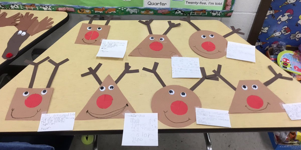 BESHaffk's tweet photo. Some of our shape reindeer and defining and non-defining attributes @BostianES @Mrs_Lannon @BESSigmon https://t.co/Ycu7aZOFZx