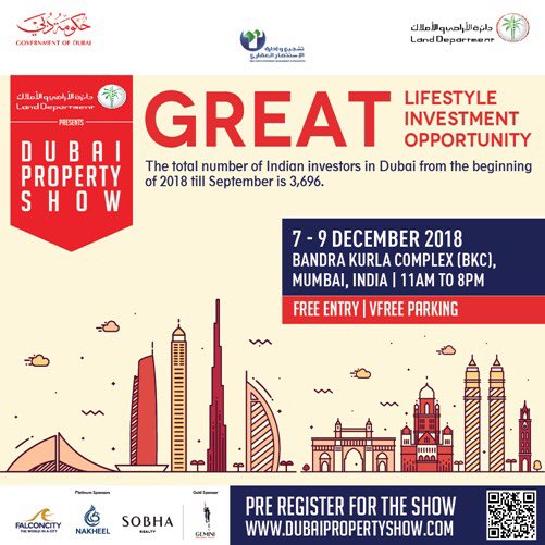#أراضي_دبي تنظم معرض دبي العقاري في مومباي/الهند للفترة من 7_9 ديسمبر

Dubai Land Department is organizing the Dubai Property Show in Mumbai, India for the period from December 7 to 9

#عقارات_دبي
#إستثمر_في_دبي

#DubaiRealestate
#DubaiInvestment