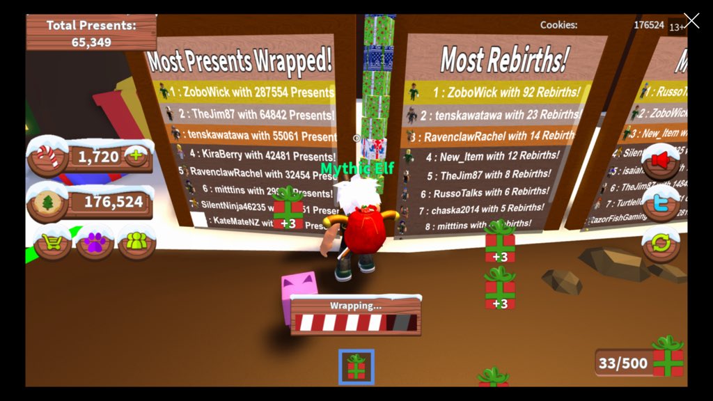 White Hat Studios On Twitter The Code For The Twitter Gift In Present Wrapping Simulator Is Twittergift4u Play Today Https T Co Lvje8wsxw4 - present wrapping simulator roblox