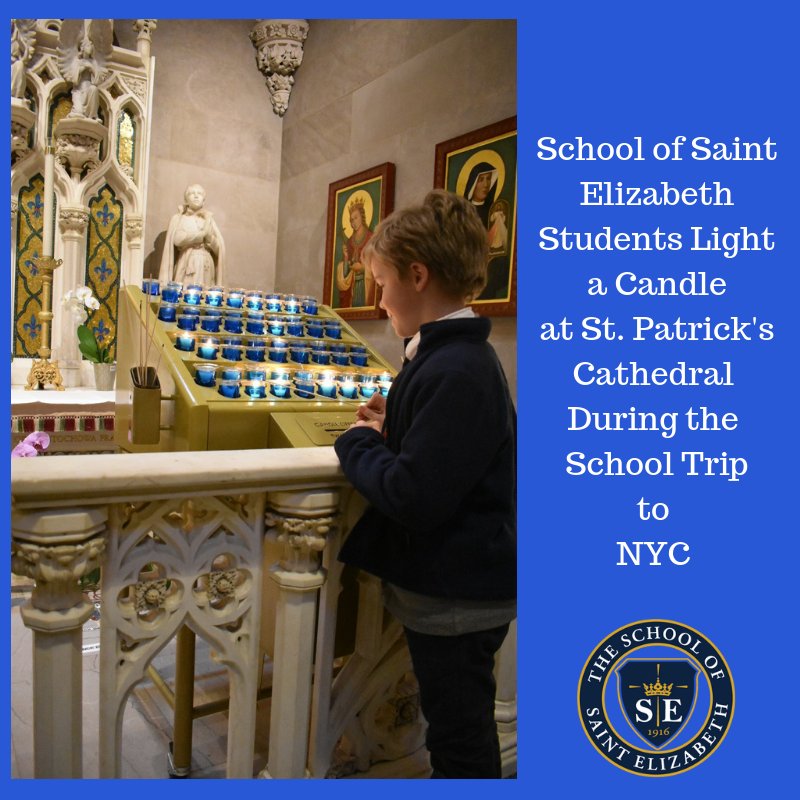 steschool1's tweet photo. School of Saint Elizabeth students light a candle @StPatsNYC @NY_Arch during a school trip to NYC @NCEATALK @diocesemetuchen @CathSchoolNews @OlphFrJohn #catholicschools https://t.co/u3ed9nm1hx