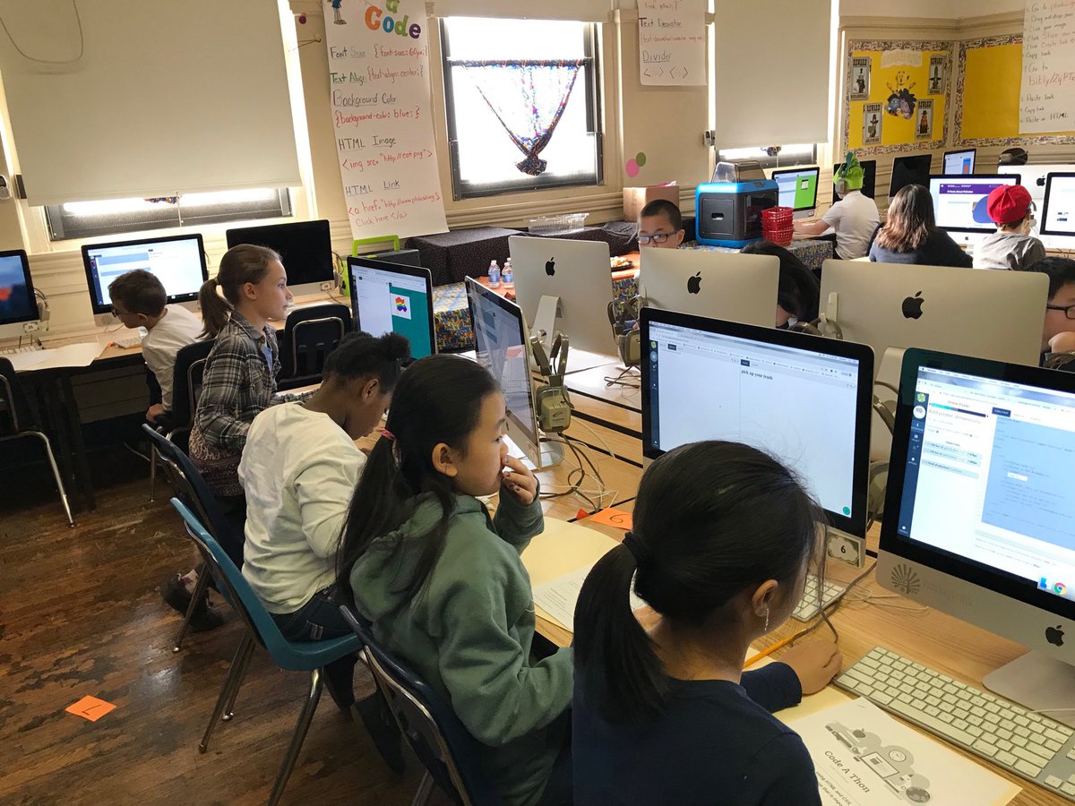 Round 2 of McCall school’s Code-a-thon is underway. Grades 4 &amp; 5 accept the challenge! ⁦@edtechSDP⁩ #PhillyCodes