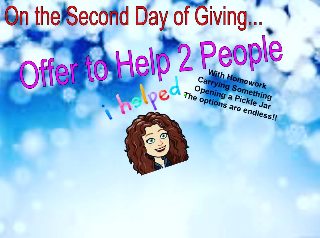 GuilderlandSoS's tweet photo. #GHS12daysofgiving #day2
Offer help to two people today! The options are endless, help someone to help brighten there day! https://t.co/tnFntJB4Pl