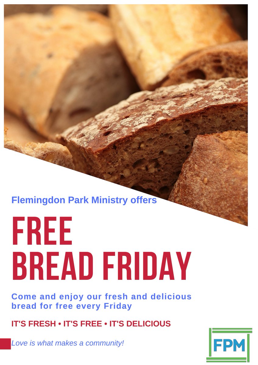 flemingdonpm's tweet photo. Today is Free Bread Friday in FPM. We have varieties of fresh and healthy bread. Come and pick-up one or two loaves of bread of your choice. #FPM #FreeBreadFriday #BuildingCommunityThroughCompassionateService https://t.co/Zb4NWxQPed