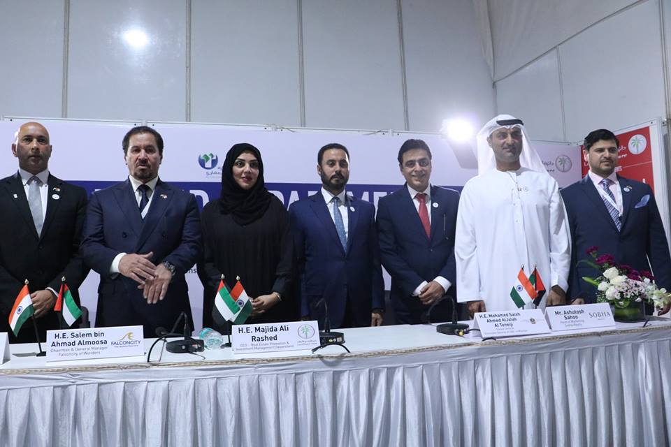 H.E. Majida Ali Rashid, H.E. Mohamed Saleh Ahmed AlJalah Al Teneiji, H.E. Salem Almoosa, Mr. Sunil Gomes, Mr Ashutosh Sahoo addressing the distinguished guests and media at the Dubai Property Show in Mumbai 😊