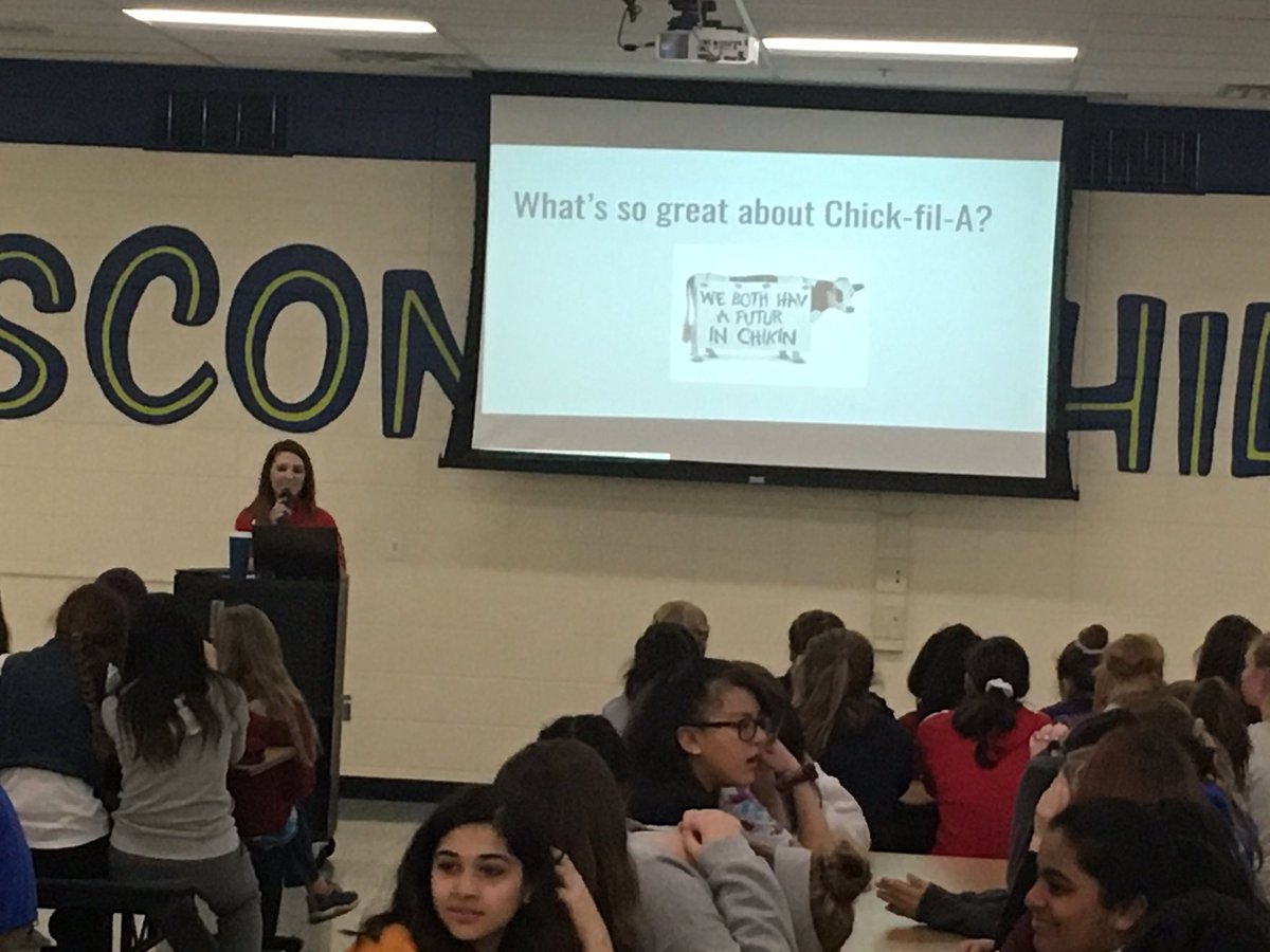 shanerado's tweet photo. Thanks Melissa from @ChickfilA Brookfield for sharing how you bring giving to the community. Their why...inspire people to take good care of each other. #WildcatGr8 @WHMS_SDE https://t.co/yd7j0XWhRF