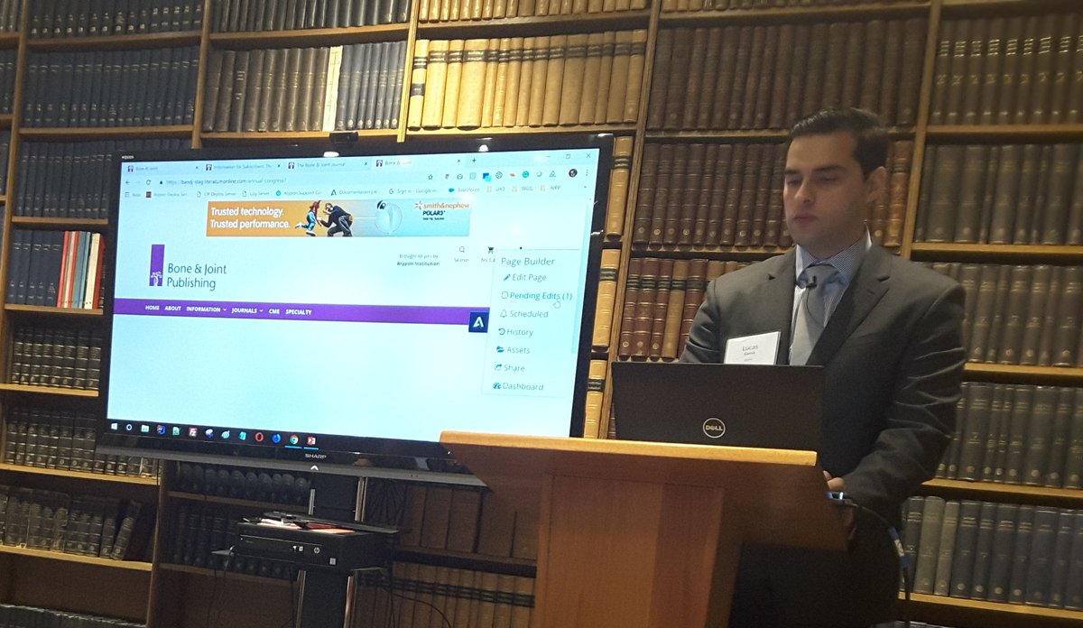 jon_collard's tweet photo. The Bone &amp; Joint Publishing website being used as an example during a demo of Page Builder technology. #atypon #bjj #engageeurope2018 https://t.co/BUOmRMuOjv
