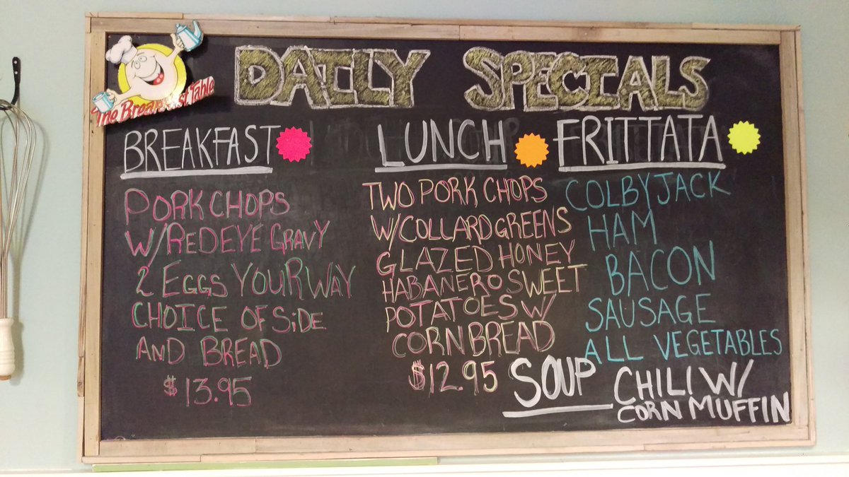 It's #breakfast time, Destin! This is your last chance to get our pork chop specials. We're open till 2 pm. #TGIF